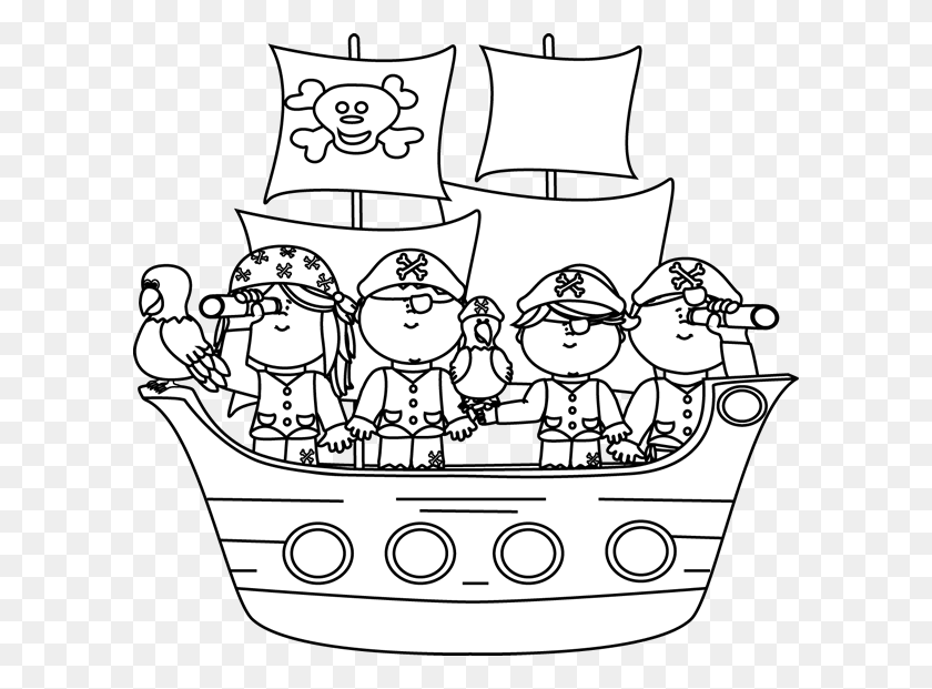 600x561 Black And White Pirates On A Pirate Pirates Black And White, Doodle HD PNG Download
