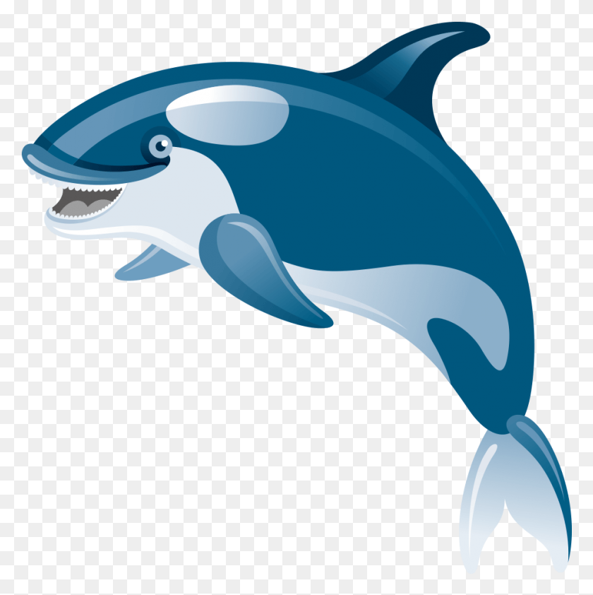 946x949 Black And White Shark Common Bottlenose Icon Jumping Cartoon Sharks Jumping, Dolphin, Mammal, Sea Life HD PNG Download