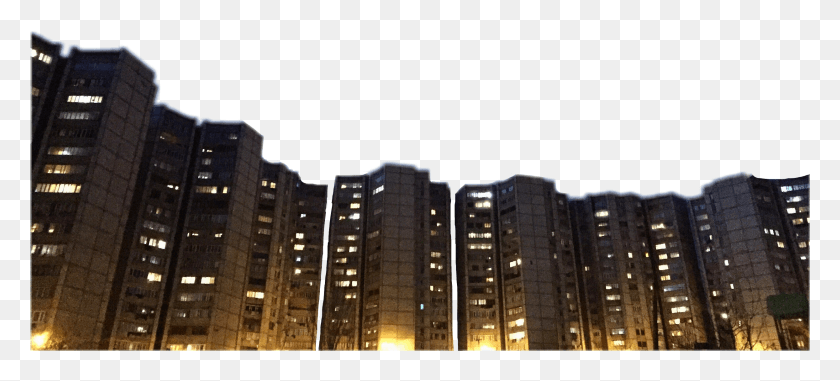 2488x1024 Black And White Stock Lights Buildings Night Urban Tower Block, Office Building, Building, City HD PNG Download