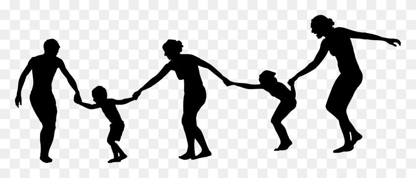 2342x898 Black And White Stock Onlinelabels Clip Art Family Family Holding Hands Silhouette, Gray, World Of Warcraft HD PNG Download