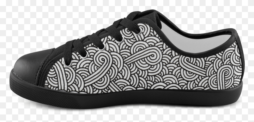 901x399 Black And White Swirls Doodles Canvas Kid39s Shoes Skate Shoe, Clothing, Apparel, Footwear HD PNG Download