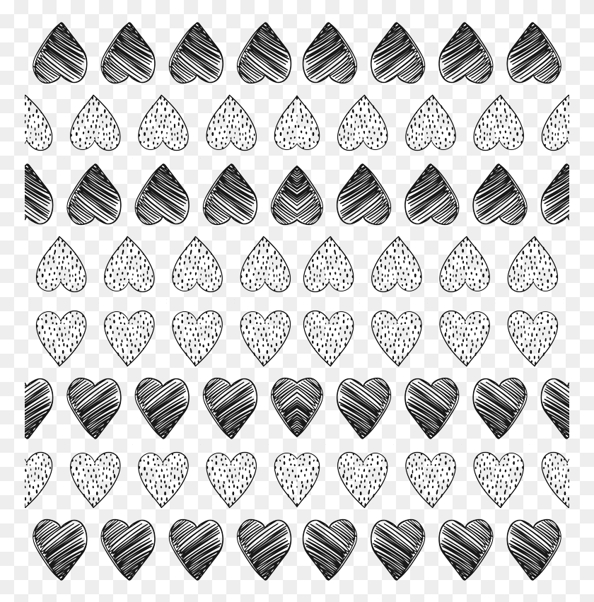 771x791 Black And White Valentine39s Day Hearts Cute Valentines Triangle, Rug, Pattern, Lace HD PNG Download