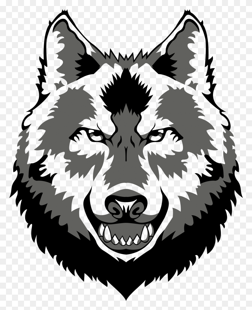 1575x1962 Черно-Белый Рисунок Волка Зюохгер Волк, Трафарет, Животное, Млекопитающее Png Скачать