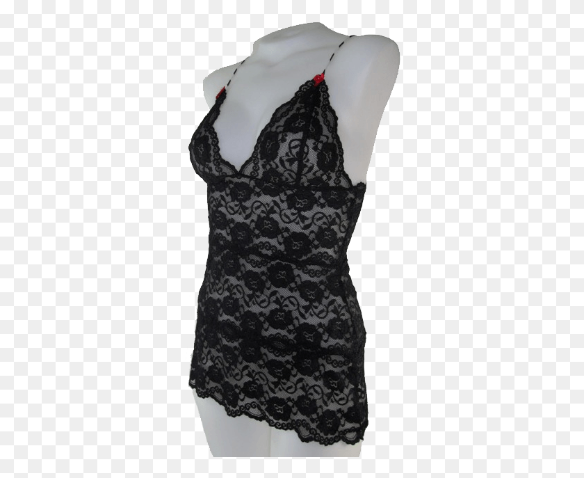 313x627 Black Black Lace Hip Length Camisole Little Black Dress, Clothing, Apparel Descargar Hd Png