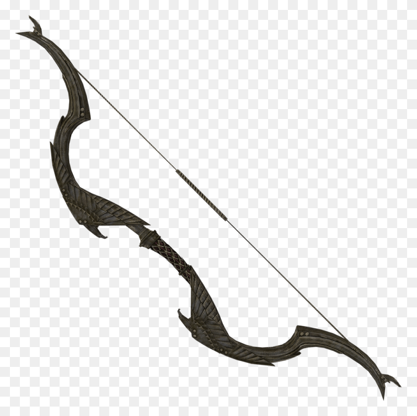 1000x1000 Black Bow Skyrim Fire Bow, Staircase, Handrail, Banister HD PNG Download
