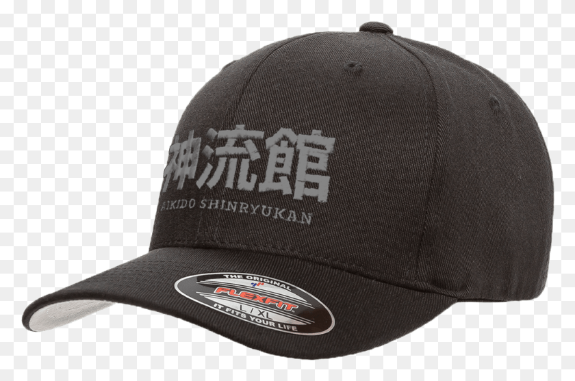 999x637 Black Cap With Grey Text Flex Fit Hat Black, Clothing, Apparel, Baseball Cap HD PNG Download