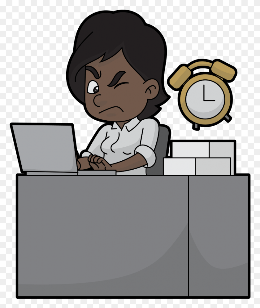 815x975 Black Cartoon Woman Annoyed By An Alarm Clock Cartoon, Person, Human, Text HD PNG Download