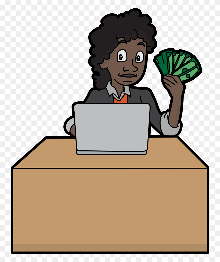 761x940 Black Cartoon Woman Holding A Bunch Of Money While Cartoon, Person, Human, Electronics HD PNG Download
