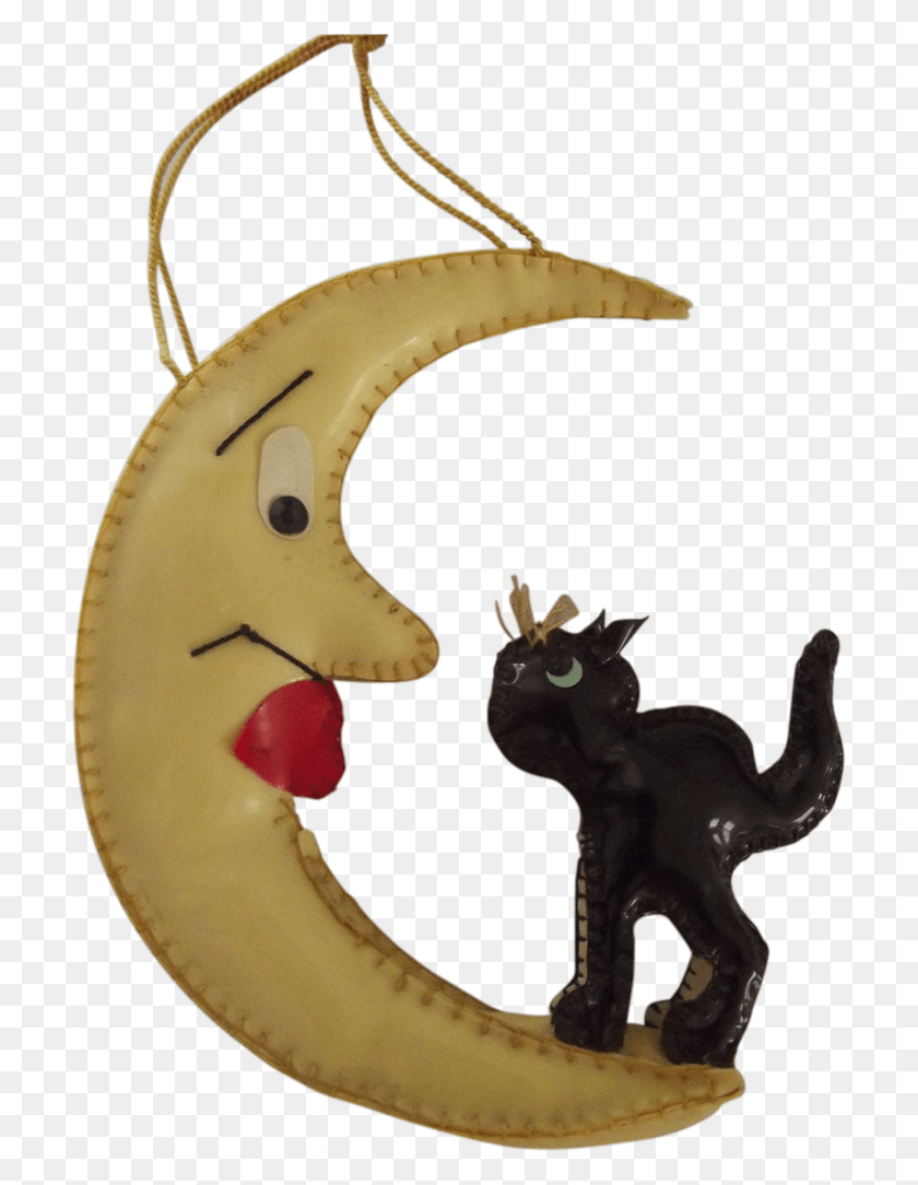 711x1024 Black Cat And Man In The Moon Vinyl Ornament From Fhtv Cartoon, Animal, Food, Pendant HD PNG Download