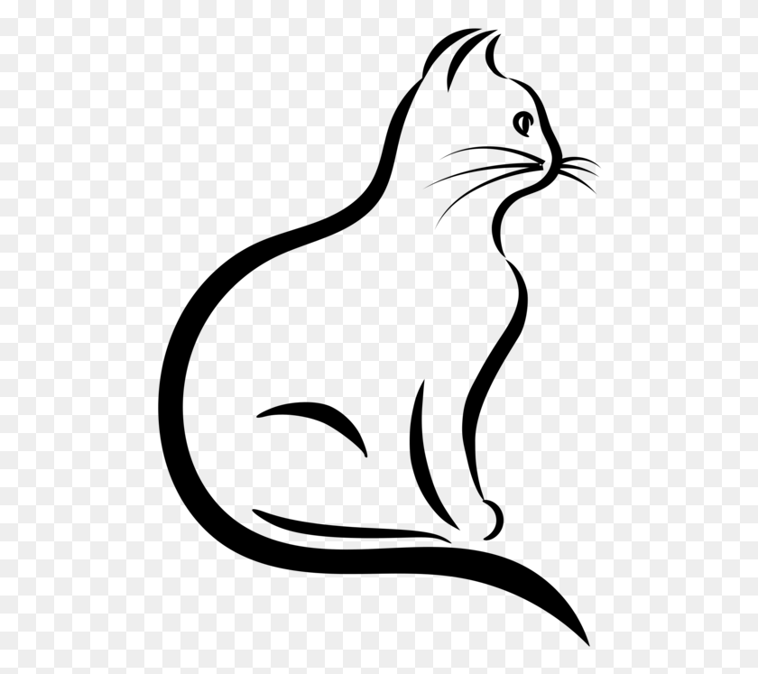 494x687 Black Cat Silhouette Drawing Stencil Cat Black And White Drawing, Gray, World Of Warcraft HD PNG Download