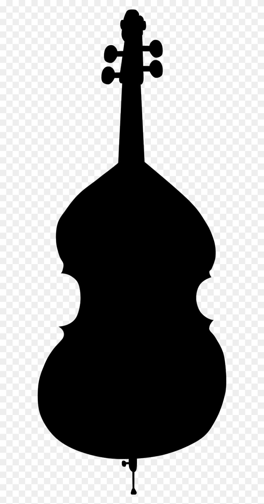 600x1543 Black Cello 5038 Large Double Bass Silhouette, Gray, World Of Warcraft HD PNG Download