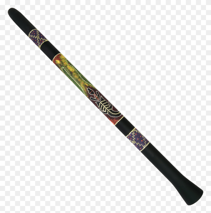 1442x1457 Descargar Png Didgeridoo Negro Con Imagen De Patrones Instrumento De Oriente Medio El Nay, Bate De Béisbol, Béisbol, Deporte De Equipo Hd Png