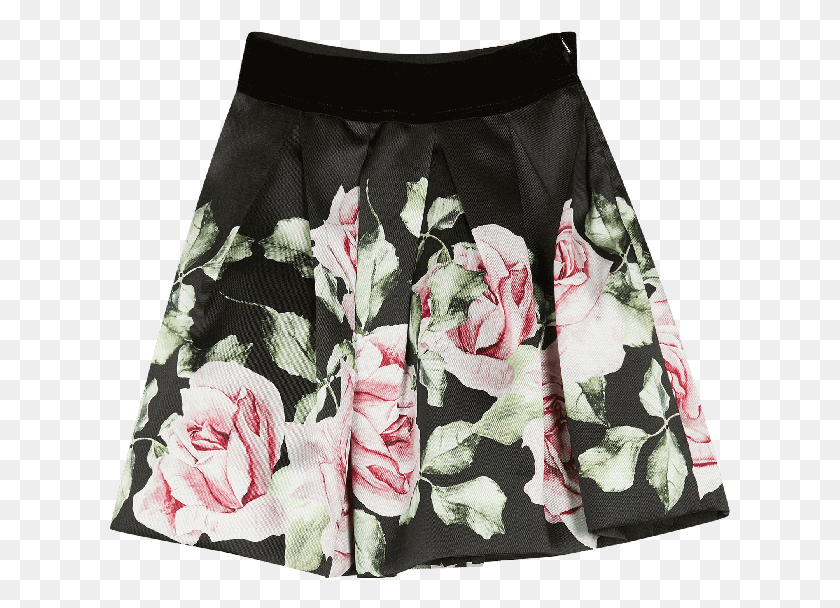 621x548 Black Floral Satin Skirt Miniskirt, Clothing, Apparel, Shorts Descargar Hd Png