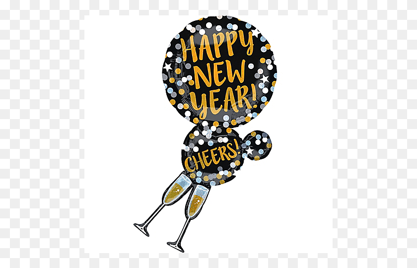 501x480 Black Gold Amp Silver Dots New Year39s Balloon Illustration, Symbol, Smile, Face HD PNG Download