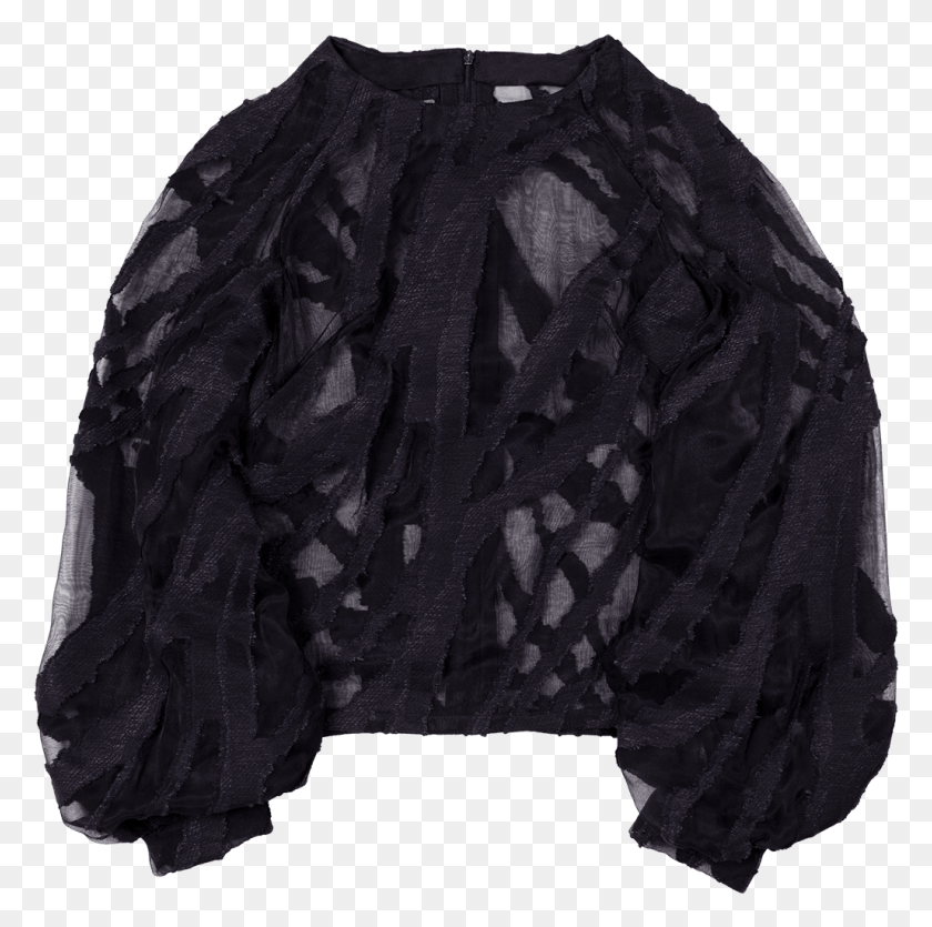 1028x1022 Black Graphic Semi Sheer Wave Pattern Top Flat Blouse, Clothing, Apparel, Long Sleeve HD PNG Download