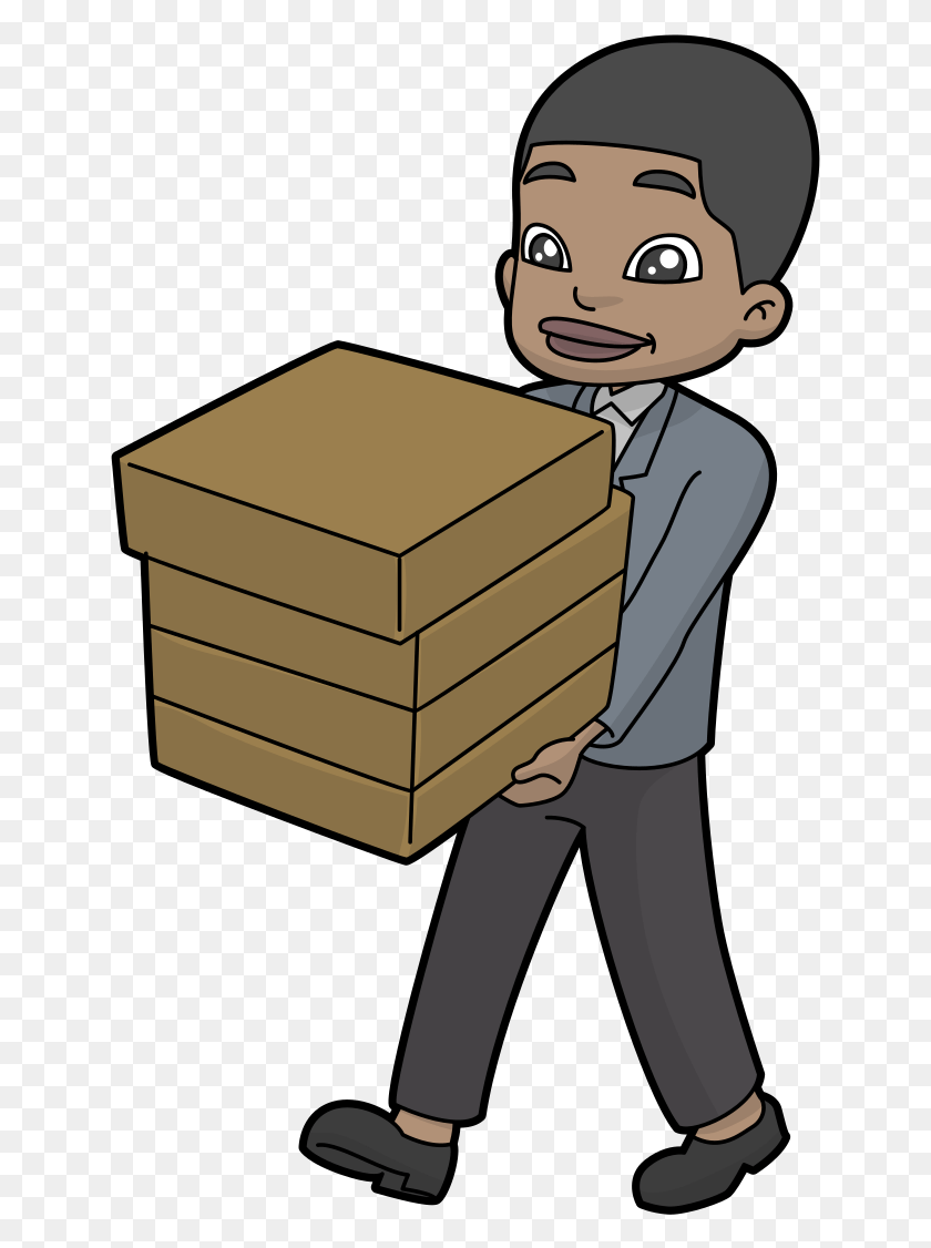 641x1066 Black Guy Carrying A Stack Of Boxes Cartoon Cartoon, Package Delivery, Carton, Box HD PNG Download