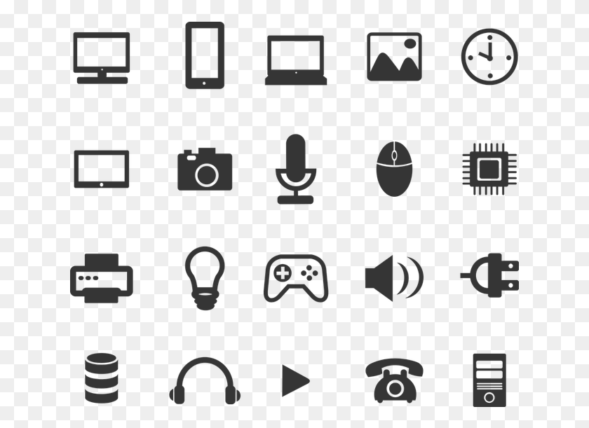 641x551 Black Icons Pc Game Phone Photo Mobile Vector Mobile Logo Menu, Text, Electronics, Number HD PNG Download