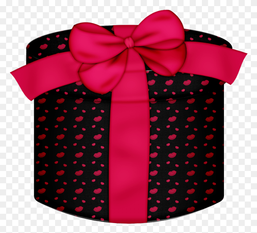 840x758 Black Kiss Round Gift Box Clipart Gift Box Dark, Gift HD PNG Download