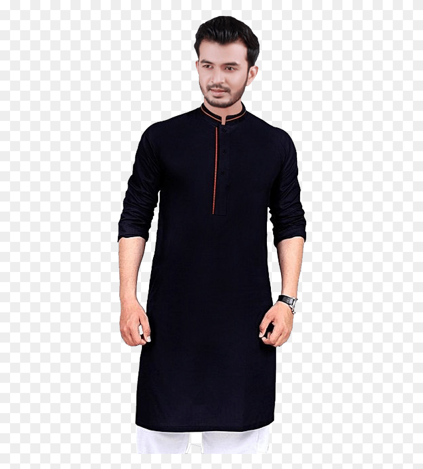 378x871 Black Kurta White Shalwar, Clothing, Apparel, Sleeve HD PNG Download