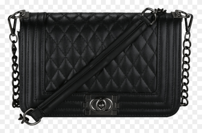 805x513 Black Leather Crossbody Bag With Quilted Texture And, Accessories, Accessory, Wallet HD PNG Download