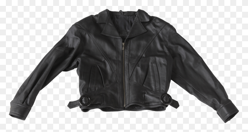 3511x1749 Black Leather Jacket Image Leather Jacket, Coat, Clothing, Apparel HD PNG Download