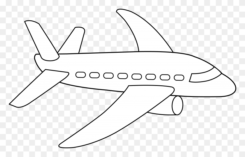 9289x5708 Black Line Airplane Clipart Gt Gt, Shark, Sea Life, Fish HD PNG Download