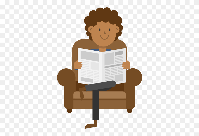 362x515 Black Man Reading Newspaper On The Couch Cartoon Vector Cartoon Man Sitting On Couch Reading Newspaper, Toy HD PNG Download