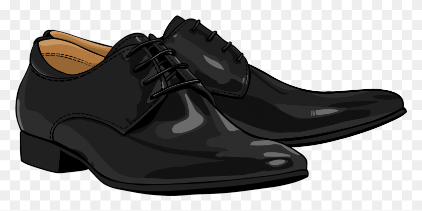 2455x1138 Zapatos De Los Hombres Negros Clipart Clip Art Zapatos Negros, Ropa, Vestimenta, Zapato Hd Png