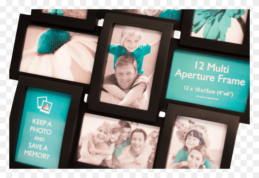 1000x665 Black Multi Aperture Photo Frame Young Couple With Children, Collage, Poster, Advertisement HD PNG Download
