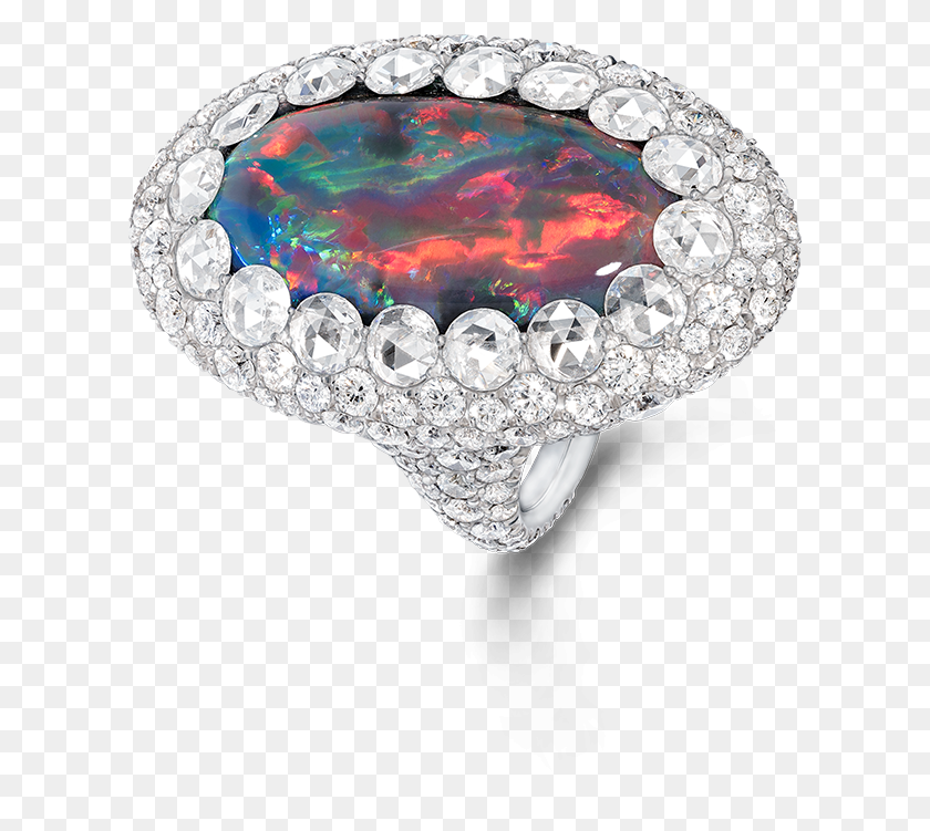 609x691 Black Opal Rose Cut Diamond Ring Ring, Diamond, Gemstone, Jewelry HD PNG Download
