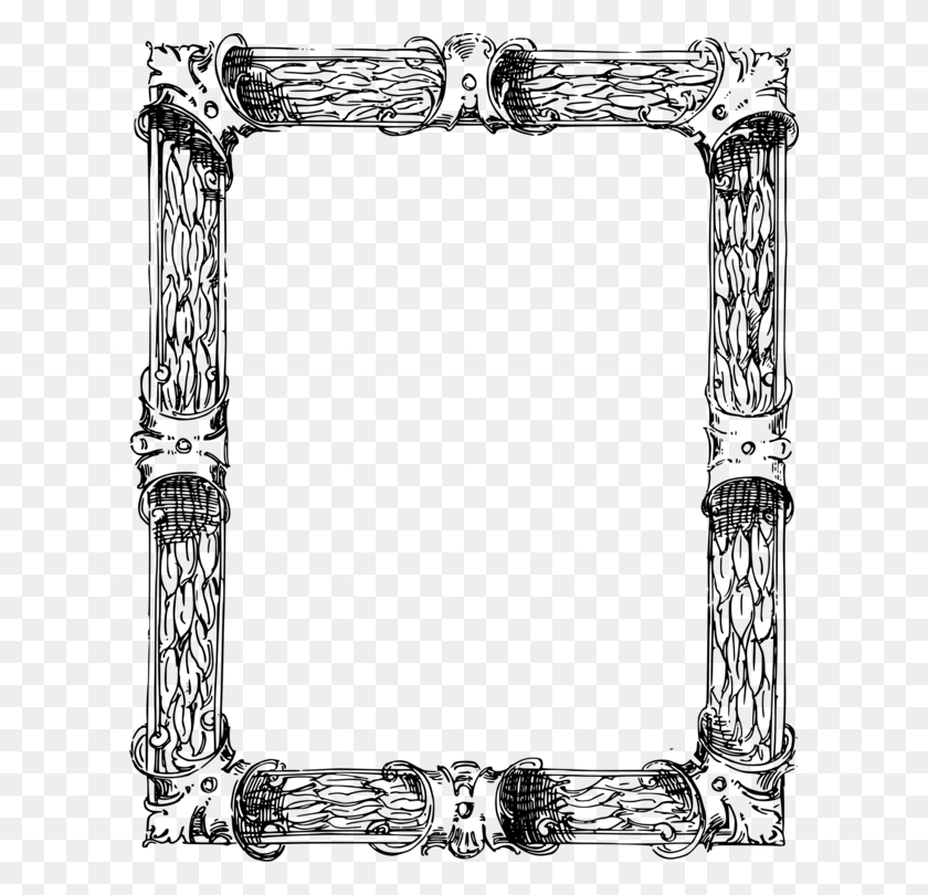 606x750 Black Ornate Frame Picture Frame High Gloss Lacquer Line Art, Gray, World Of Warcraft HD PNG Download
