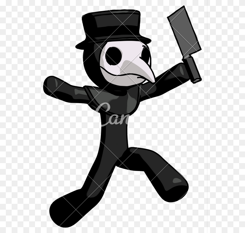 582x800 Black Plague Doctor Man Psycho Running With Meat Cleaver, People, Person, Bow, Weapon Clipart PNG