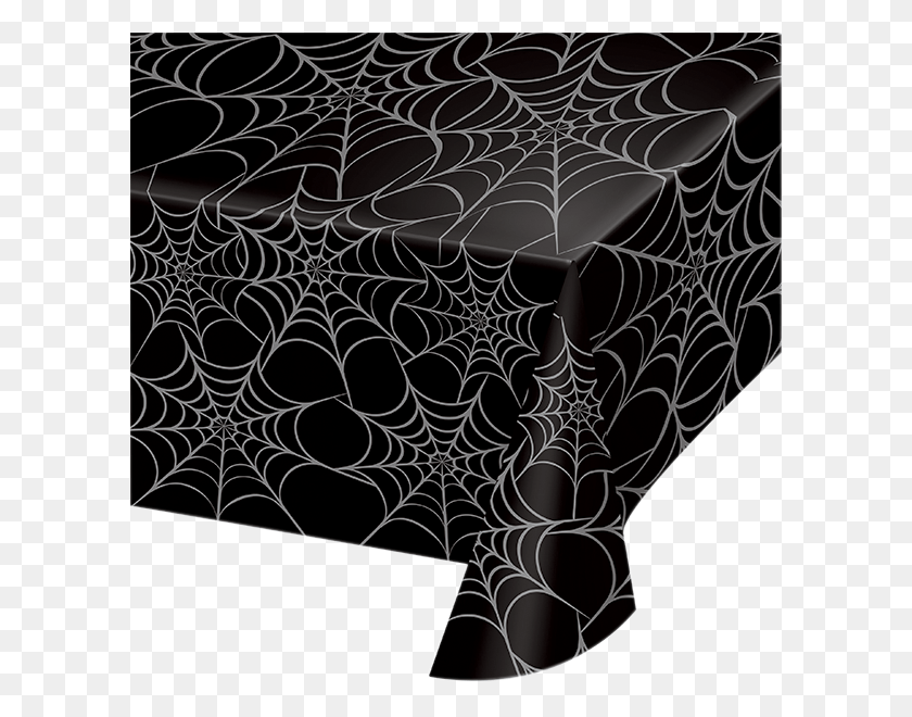 600x600 Black Plastic Halloween Table Cloth With Silver Spider Tablecloth, Rug HD PNG Download