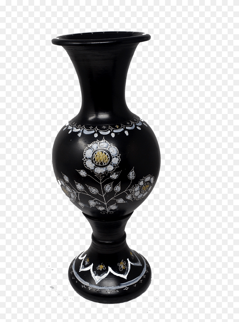 693x1070 Black Pottery Painted 2 Piece Detachable Flower Vase Vase, Jar, Lamp, Urn HD PNG Download