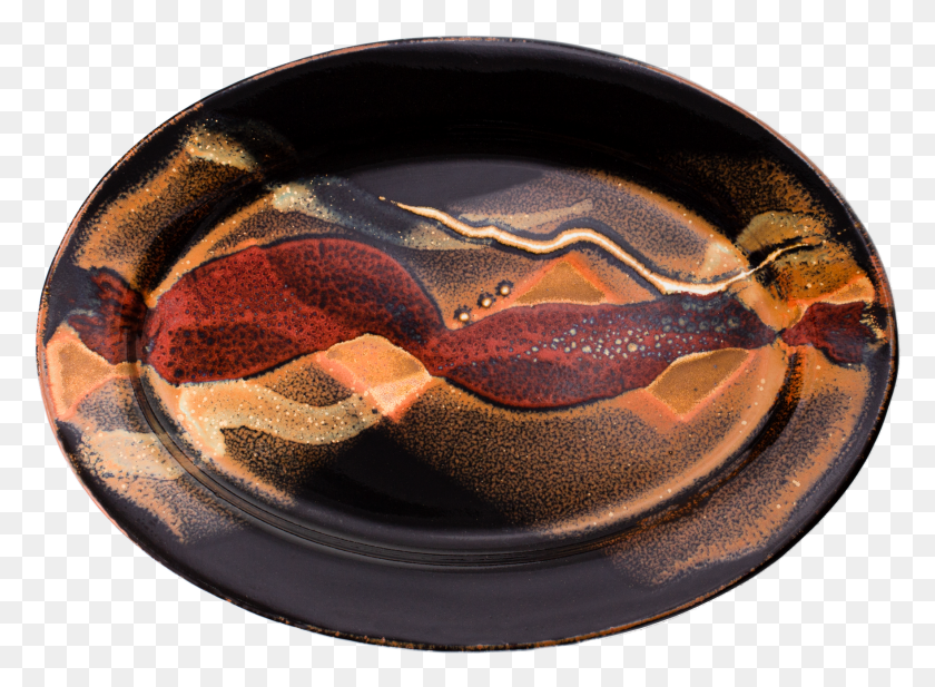 1760x1258 Black Red Brown Oval Handmade Pottery Plate Overhead Earthenware, Bowl, Snake, Reptile HD PNG Download