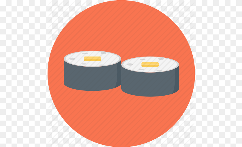 512x512 Black Roll Food Japanese Food Maki Sushi Sushi Roll Icon, Dish, Meal, Tape, Disk Sticker PNG