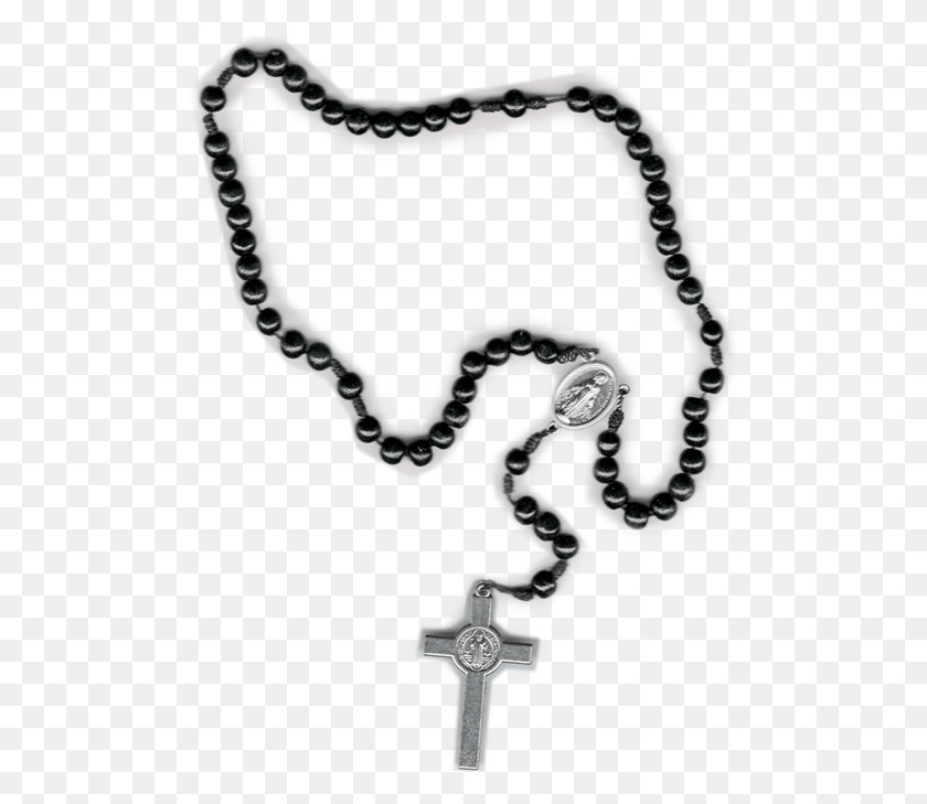 500x669 Descargar Png Rosario Negro Con Crucifijo Benedictino Collar, Joyas, Accesorios, Accesorio Hd Png