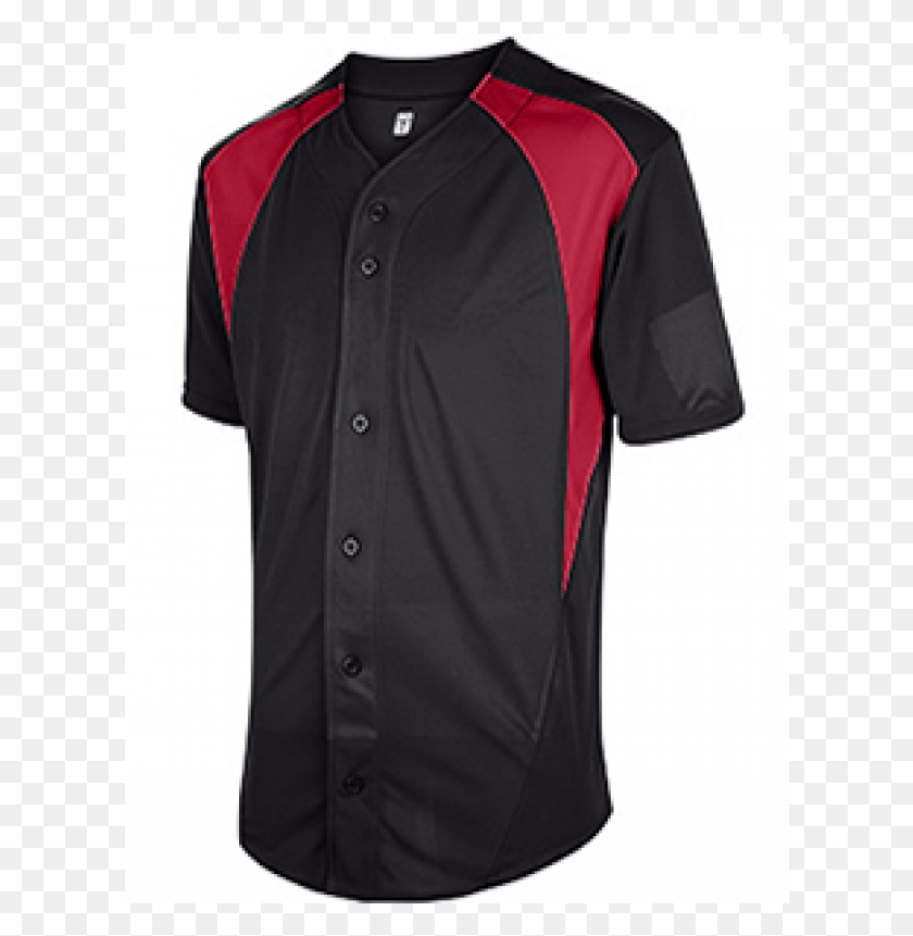 612x801 Descargar Negro Scarlet Cutoff Botón Completo Jersey De Béisbol Jersey Deportivo, Ropa, Vestimenta, Camisa Hd Png