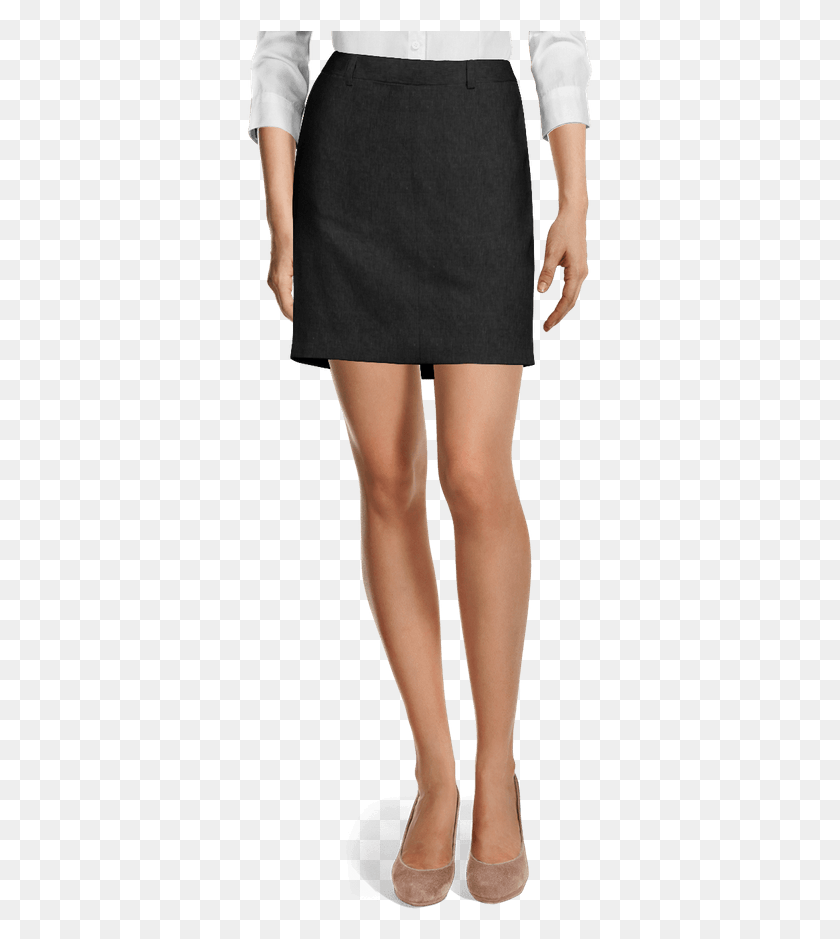 351x879 Black Short Linen Pencil Skirt View Front Brown Tweed Pants, Clothing, Apparel, Footwear Descargar Hd Png