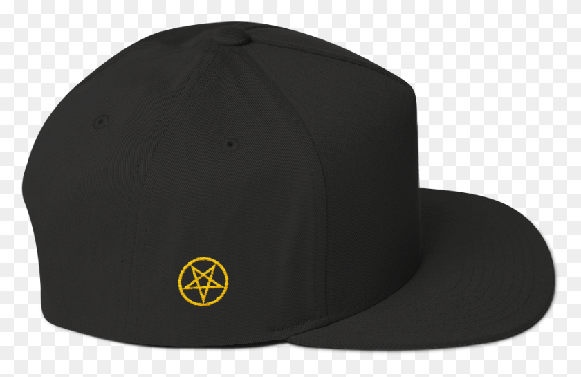 918x571 Black Snapback Cap With Subtle Gold Inverted Pentacle Baseball Cap, Clothing, Apparel, Hat HD PNG Download