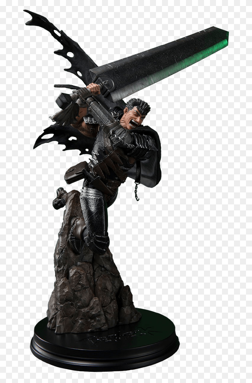 699x1214 Descargar Png Espadachín Negro 27 Estatua Espadachín Negro Tripas Estatua, Persona, Humano, Arma Hd Png