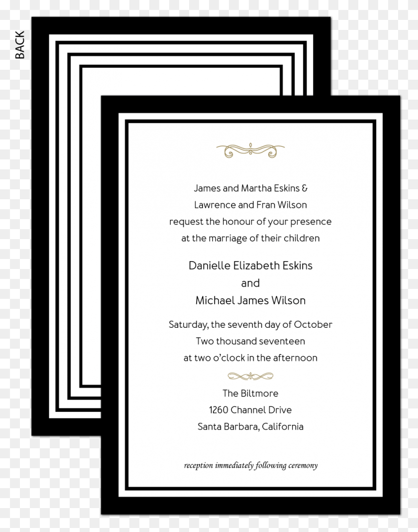 927x1199 Black Tie Wedding Invitation For Classic Formal Wedding St Teresa Of Calcutta Icon, Text, Menu HD PNG Download
