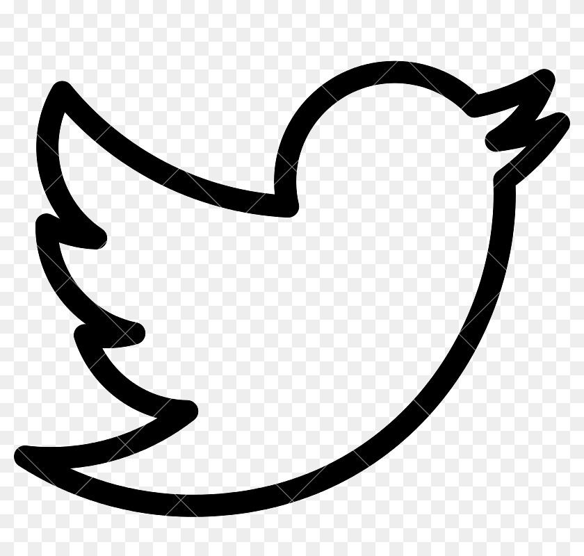 800x800 Black Twitter Line Social Media Icon, Text PNG