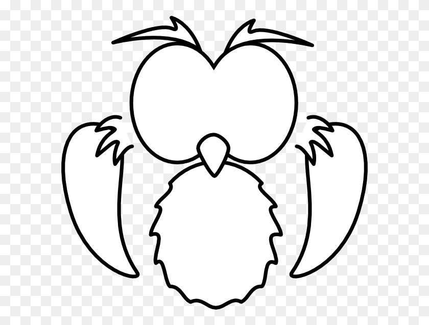 601x577 Black White Owl Clip Art At Clker Cartoon Drawing Of Owl, Stencil, Animal, Bird HD PNG Download