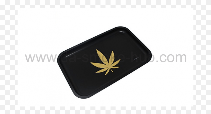 701x395 Black With Gold Leaf Rolling Tray Medium Rolling Trays Emblem, Plant, Mobile Phone, Phone HD PNG Download