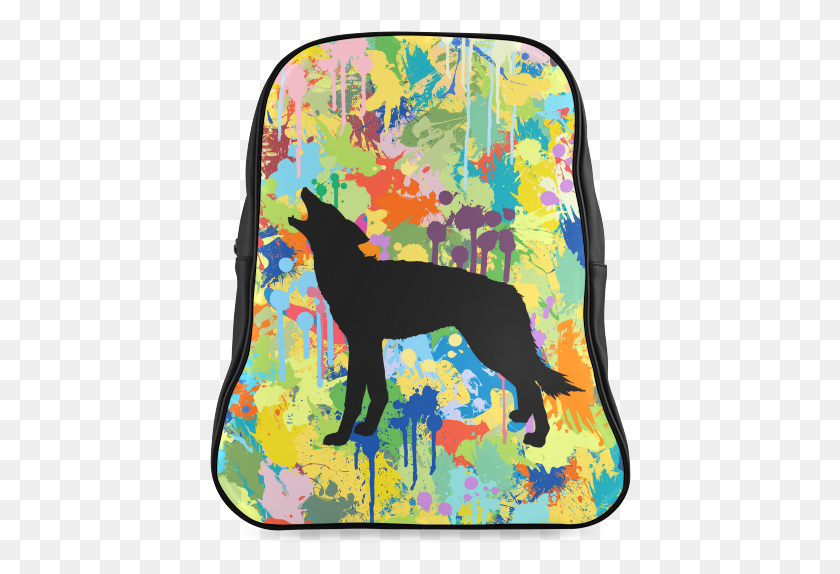 422x514 Black Wolf Colorful Splash Your Colorbackgr School English Cocker Spaniel, Bag, Cat, Pet HD PNG Download