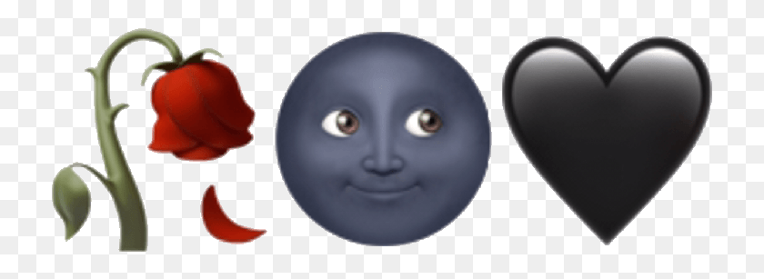 727x247 Blackheart Black Moon Rose Emoji Aesthetic Freetoedit, Head, Portrait, Face HD PNG Download
