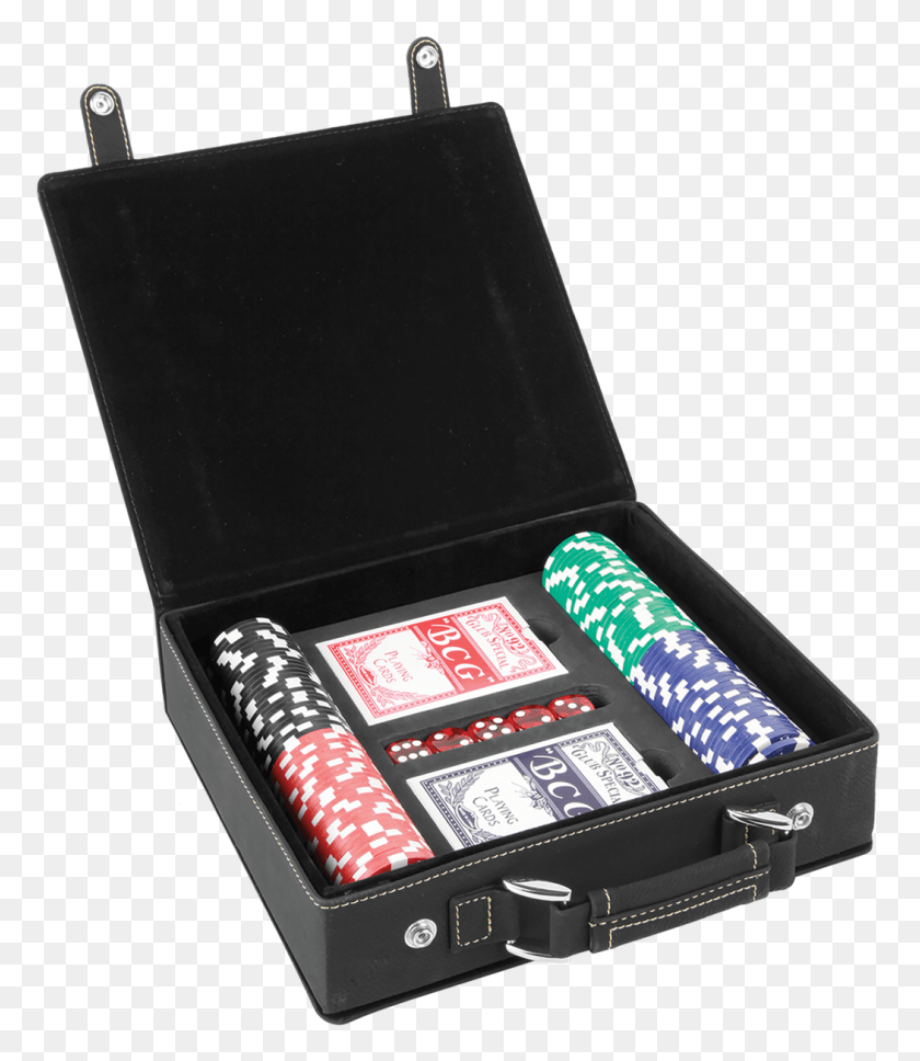 1051x1224 Blacksilver Laserable Leatherette 100 Chip Poker Set Playing Card, First Aid, Wallet, Accessories HD PNG Download
