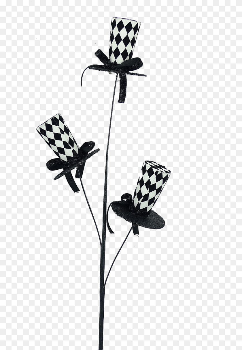 884x1277 Blackwht Harlequin Top Hat Spray Lily, Art, Sword, Weapon PNG