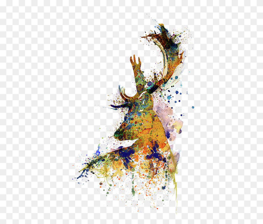 416x655 Bleed Area May Not Be Visible Deer Head Watercolor, Modern Art, Graphics HD PNG Download
